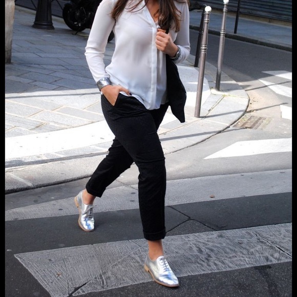 ❌sold❌Prada metallic silver leather oxfords flats 36.5 - Picture 7 of 7